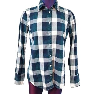 Tommy Hilfiger Plaid Button Down Long Sleeve‎ Size Small Women's Defects